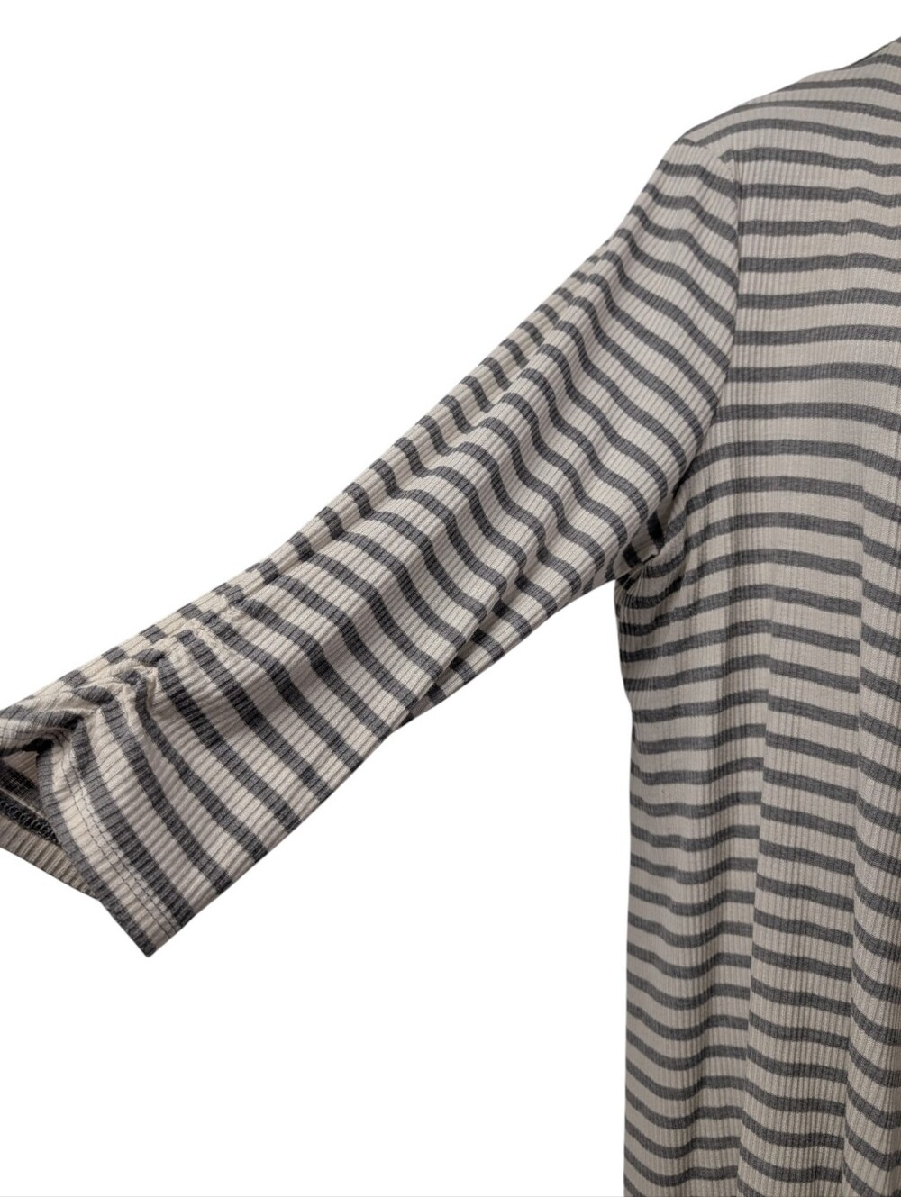 Maurices Plus Size 1 Gray White Stripe Lace Up Back Open Front Cardigan Duster - Picture 4 of 8